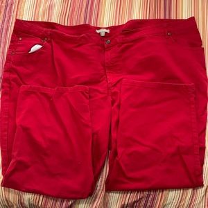 Woman Within 34W Petite Red Denim Jeans w/ Pockets